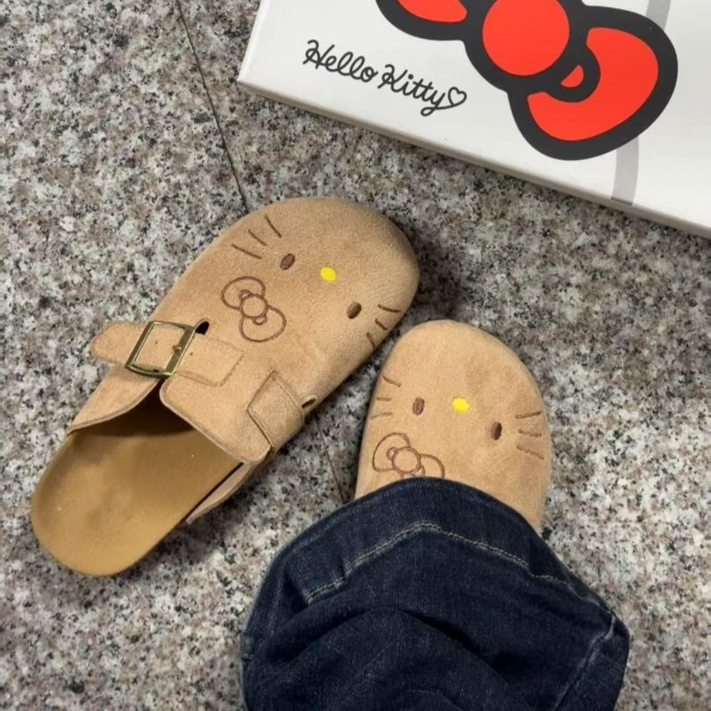 Leather Work Flats - Kadın Hello Kitty Terlik Moda Deri
