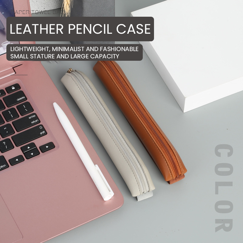 Leather Work Notepad - Pu deri kalemlik fermuarlı kalem kol