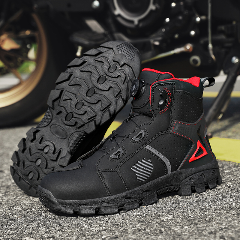 Leather Work Flats - Profesyonel Erkek Motosiklet Botları Off-Road Yarış