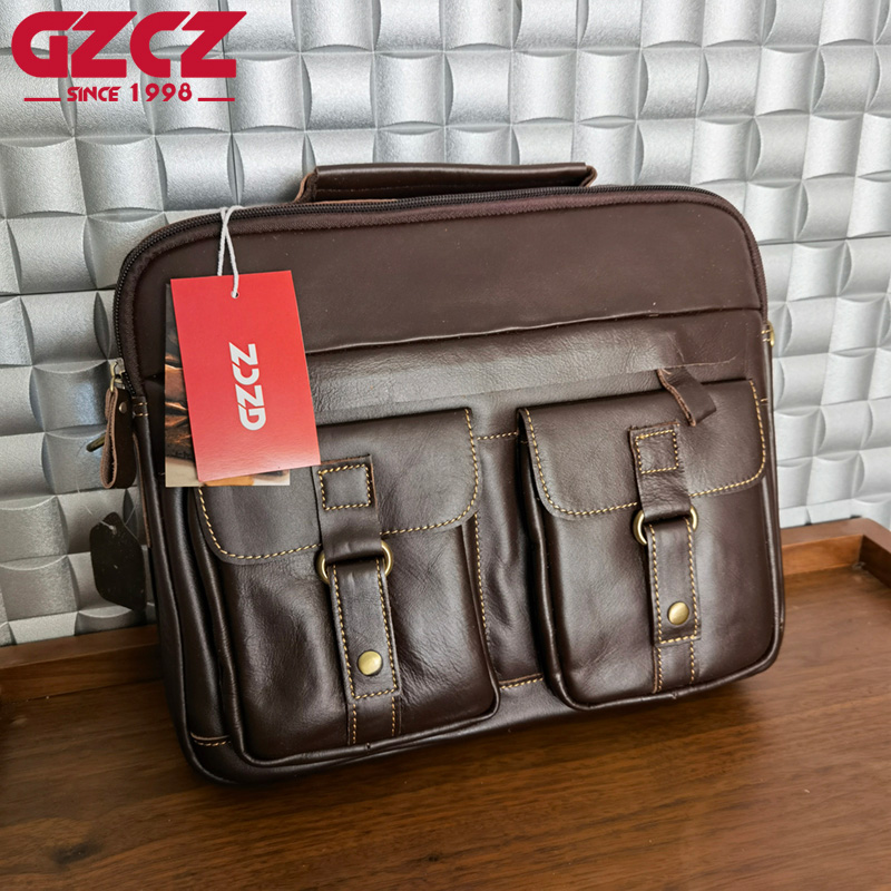 Leather Work Handbag - GZCZ erkek Çanta Eğlence İş Bilgisayar