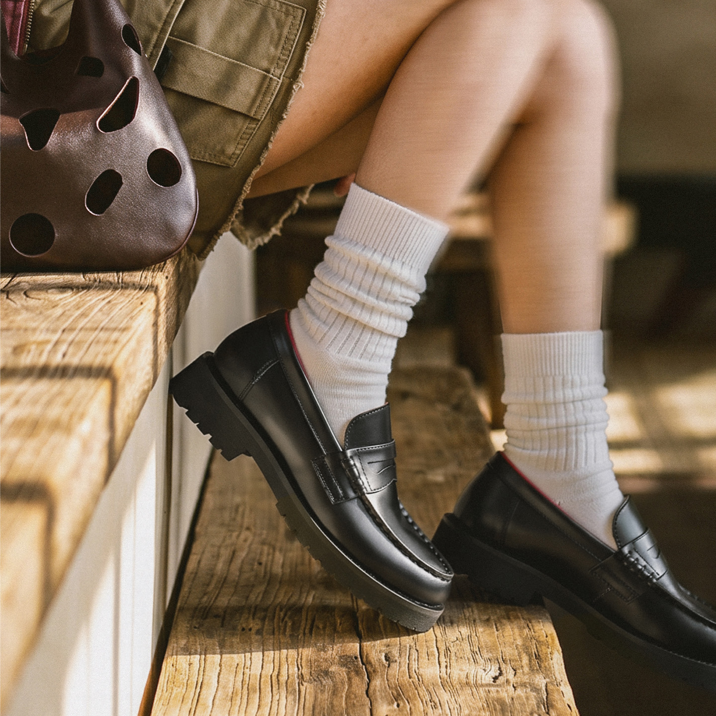 Leatherworking Classic - Maden Kadın Slip On Loafer'lar Yuvarlak
