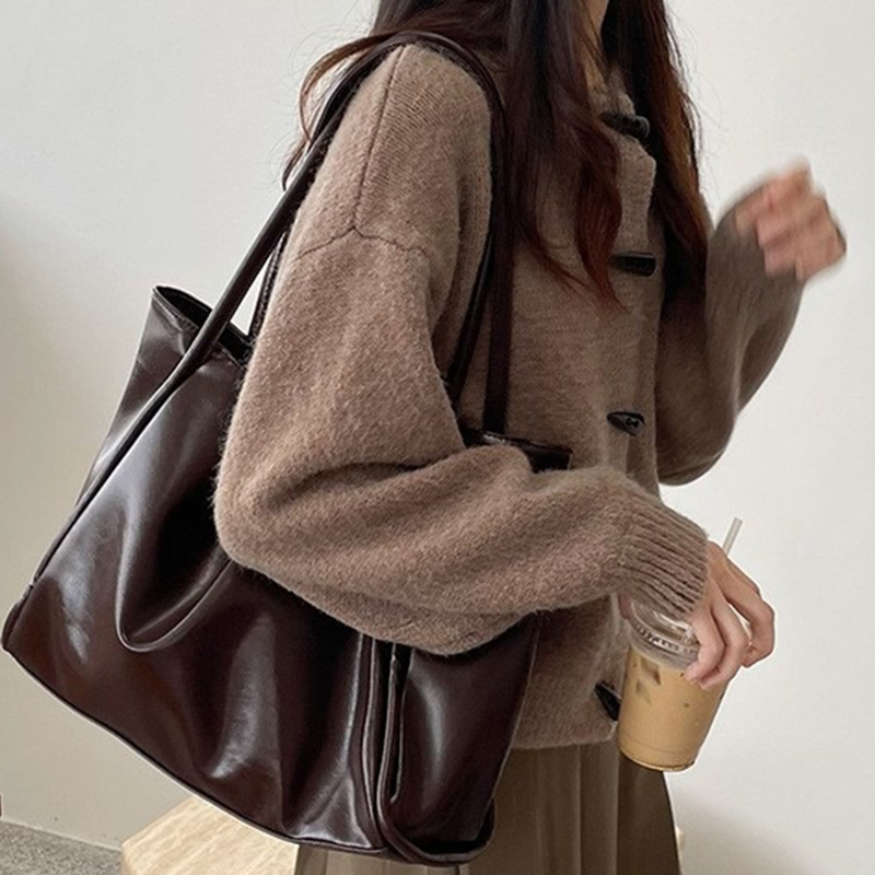 Leather Work Handbag - 2026 Kadın Yeni Vintage Omuz Çantaları