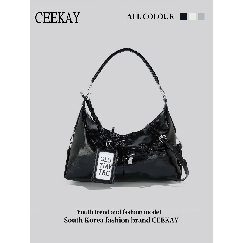 Leather Work Handbag - 2026 CEEKAY Parlak Deri Hobo Çanta