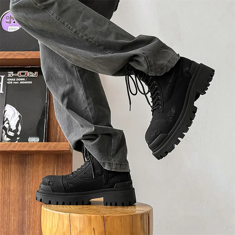 Leather Work Flats - İş botları sonbahar/kış 2025 yeni kalın