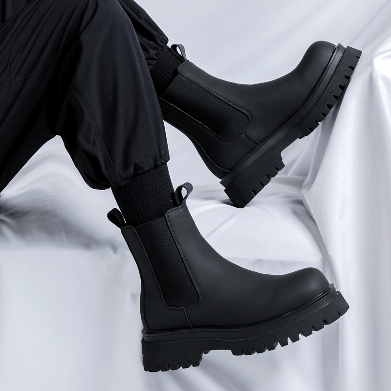 Leather Work Flats - 2026 Platform Siyah Yüksek Bilekli Botlar