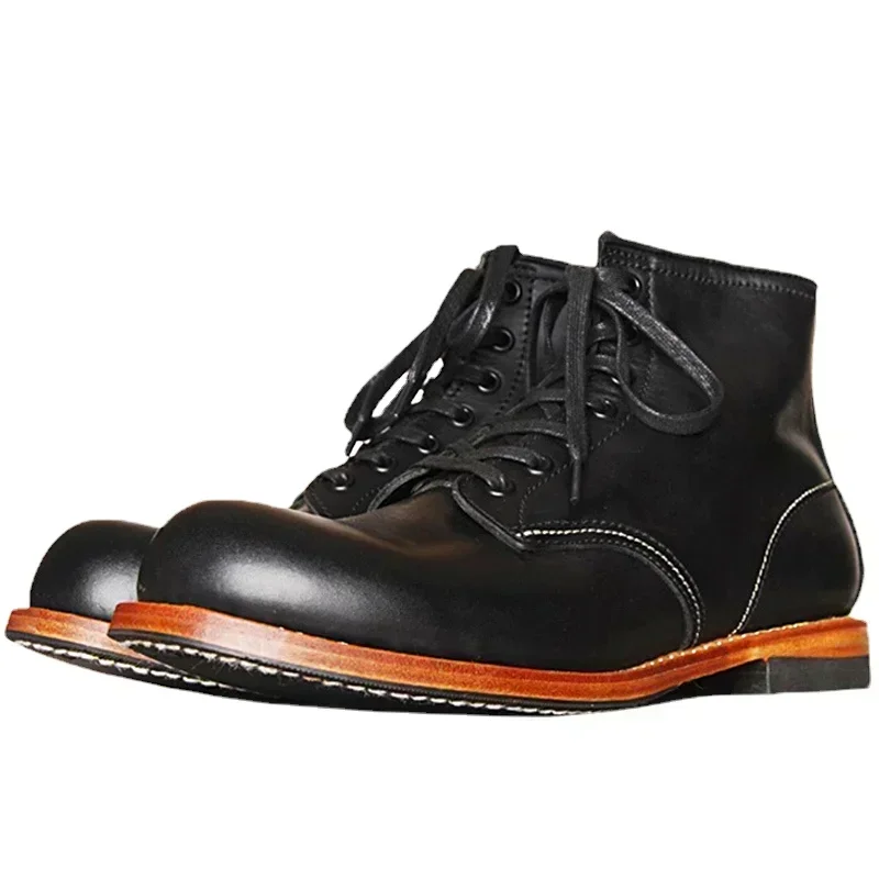 Leather Work Flats - Vintage Erkekler Goodyear-Welted Hakiki Deri Çizmeler