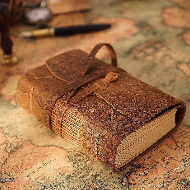 Leather Work Notepad - El yapımı deri not defteri kahverengi