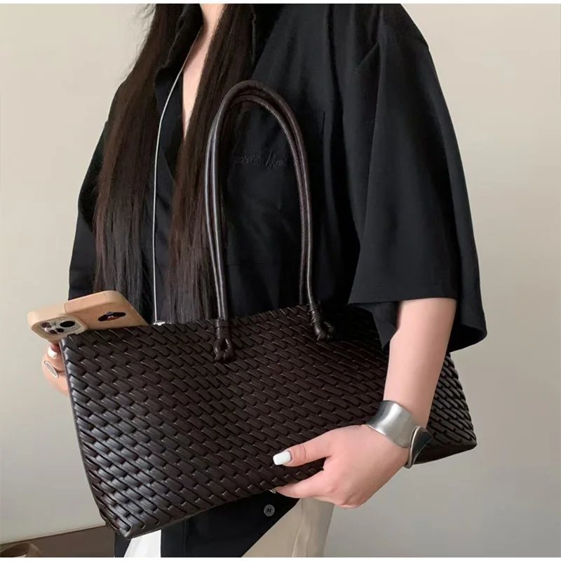 Tasarım Lüks PU Dokuma Tote Ça - Leather Work Handbag incelemesi ve fiyatı