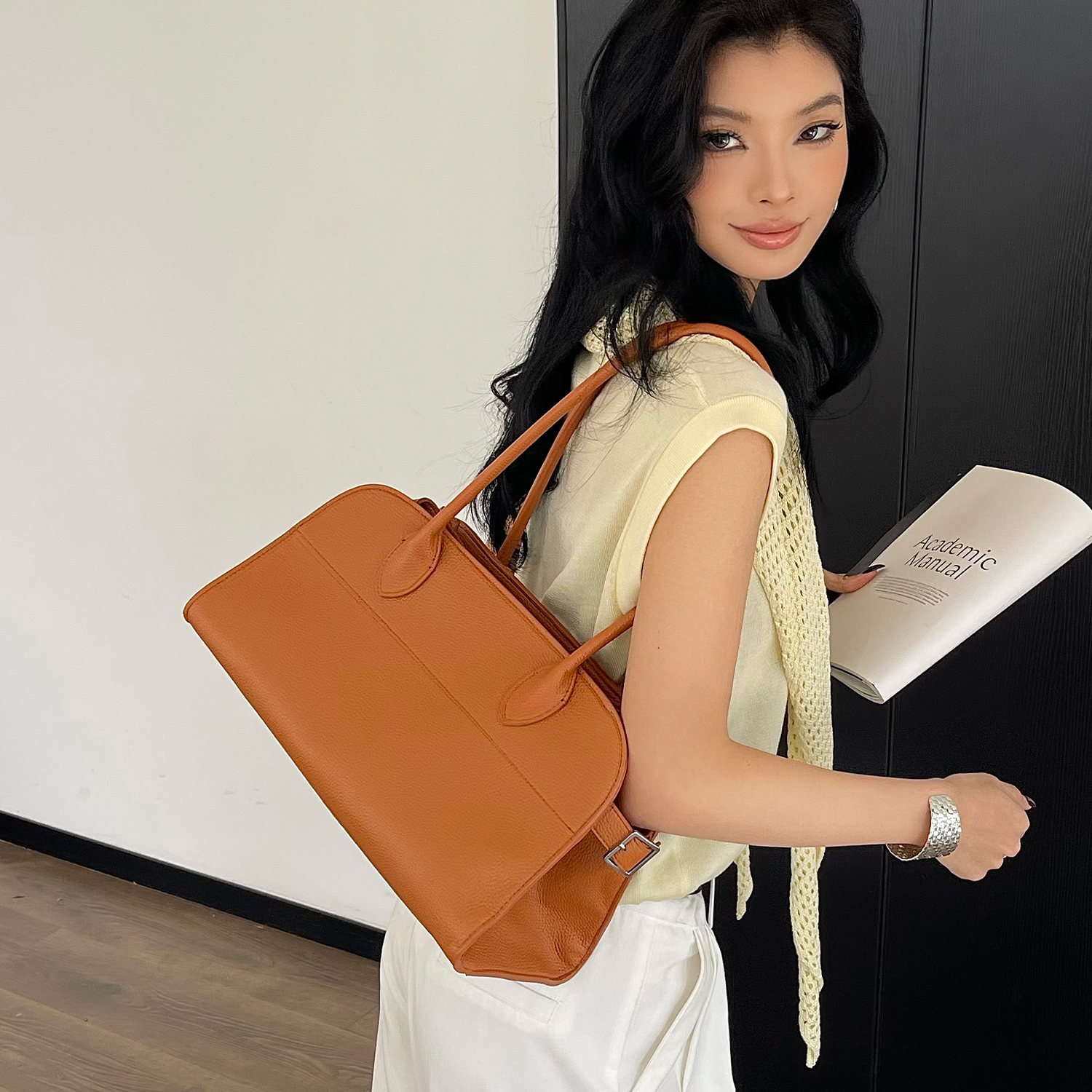 Litchi Tahıl Doku Tote Çanta K - Leather Work Handbag incelemesi ve fiyatı